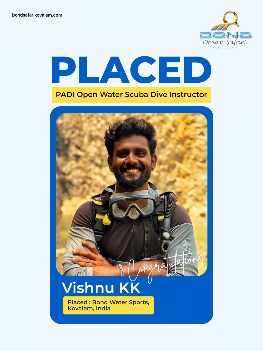 Vishnu KK, Open Water Scuba Instructor